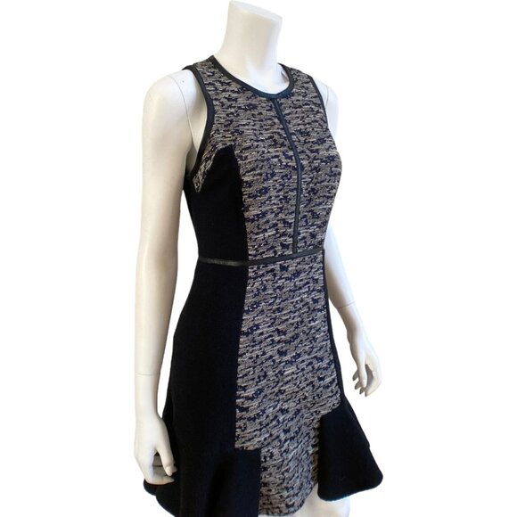 Rebecca Taylor Sleeveless Flared Hem Tweed Dress - Black/Grey, Size 4 - Picture 14 of 16